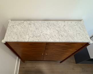 DWR Morrison Walnut Console with Carrara Marble Top. Measures 42" x 14" x 36" H. Photo 2 of 3. 