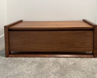 DWR Matera Storage Bench in Walnut Finish. Measures 43.5" x 17.5" x 16" H. Photo 1 of 3. 