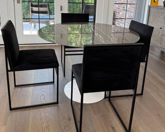 Eero Saarinen For Knoll Round Dining Table with Grigio Marquina Marble Top & White Base. Measures 42" D x 28.5" H. Photo 1 of 6.