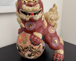 Japanese Kutani Porcelain Foo Dogs. Each Measures 10" W x 11" H. Photo 2 of 2. 
