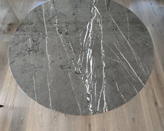 Eero Saarinen For Knoll Round Dining Table with Grigio Marquina Marble Top & White Base. Measures 42" D x 28.5" H. Photo 3 of 6.