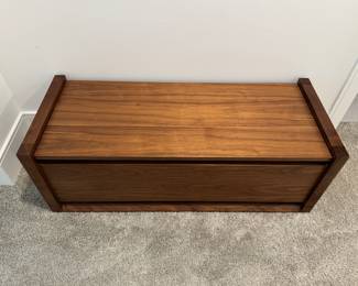 DWR Matera Storage Bench in Walnut Finish. Measures 43.5" x 17.5" x 16" H. Photo 2 of 3. 