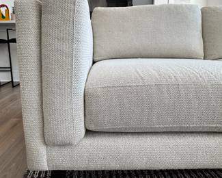 Room & Board Cade Right Facing Chaise Sofa Upholstered in Tepic Ivory Boucle. Measures 114" W (9' 5" W) x 3' 5" on Left; Chaise is 6' 8" L. Photo 2 of 5.