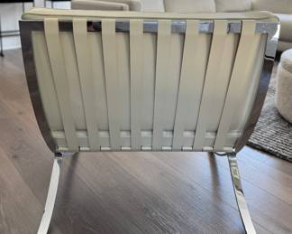 Knoll Barcelona Chair Upholstered in Ivory Acqua Leather - 2 Available. Photo 3 of 3.