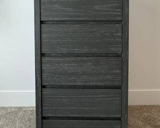 Pottery Barn Costa Chest of Drawers in Charcoal Finish. Measures 28" x 19" x 50" H. 