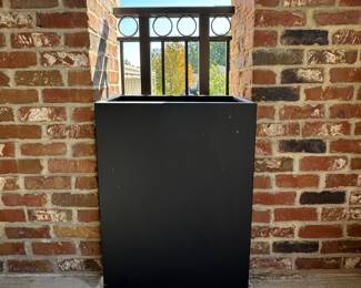 Rectangular Metal Planter. Measures 28" H. 