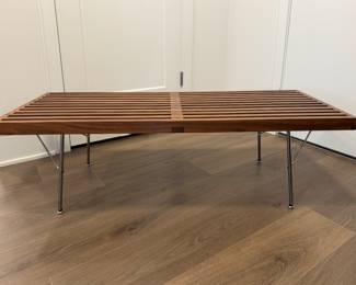 Herman Miller Nelson Platform Walnut Bench with Metal Base. Measures 40" W x 18.5" D x 14.5" H. Photo 1 of 3. 