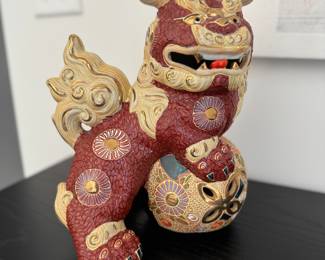 Japanese Kutani Porcelain Foo Dogs. Each Measures 10" W x 11" H. Photo 1 of 2. 
