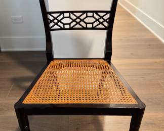 David Iatesta Ebonized Wood Chair with Cane Seat. Measures 21" W x 17" D with 17" Seat Height. Photo 1 of 4.