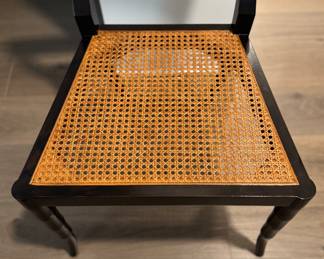 David Iatesta Ebonized Wood Chair with Cane Seat. Measures 21" W x 17" D with 17" Seat Height. Photo 2 of 4.