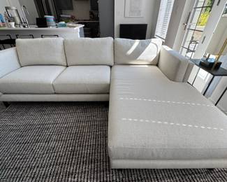Room & Board Cade Right Facing Chaise Sofa Upholstered in Tepic Ivory Boucle. Measures 114" W (9' 5" W) x 3' 5" on Left; Chaise is 6' 8" L. Photo 1 of 5.