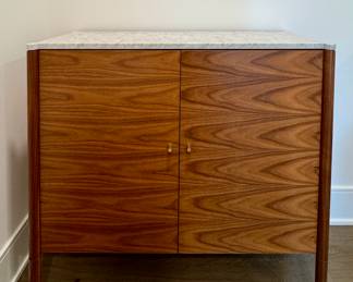 DWR Morrison Walnut Console with Carrara Marble Top. Measures 42" x 14" x 36" H. Photo 1 of 3. 
