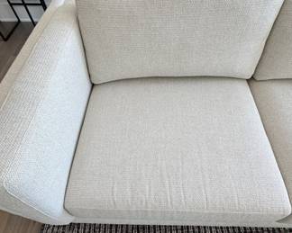 Room & Board Cade Right Facing Chaise Sofa Upholstered in Tepic Ivory Boucle. Measures 114" W (9' 5" W) x 3' 5" on Left; Chaise is 6' 8" L. Photo 3 of 5.