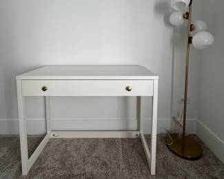 Williams Sonoma Home White Desk with Brass Pulls. Measures 40" x 17" D x 30" H. Photo 1 of 3. 