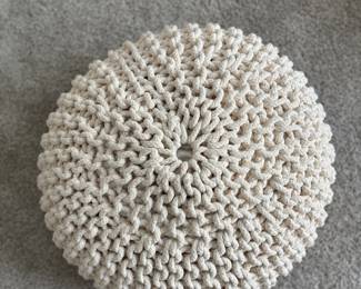 RH Baby Knit Round Pouf - Ivory. 