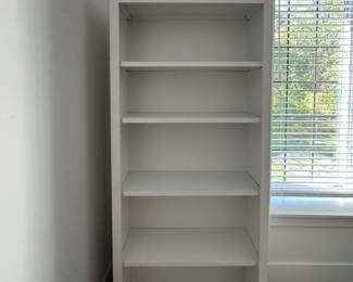 Pottery Barn White Bookshelf. Measures 32" W x 12" D x 60" H. 