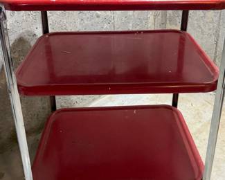 Red Metal Kitchen Cart