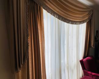 Living room valance, panels & sheers