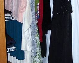Ladies clothing including black beaded evening dress, two cocktail dresses, etc...