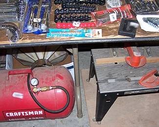 Craftsman air tank, router table, misc tools