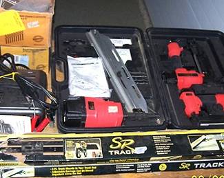 Campbell Hausfeld power nailer, boxes of nails