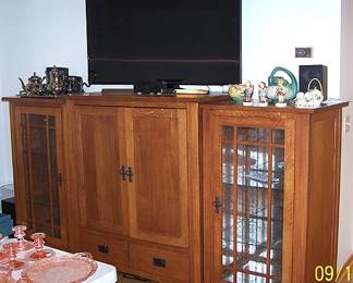 3 piece entertainment center, Samsung TV, Roseville, Hummels, silver teaset, etc...