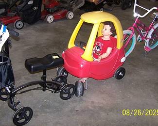 Knee walker, Little tikes car, girl's bike