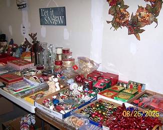 Christmas decorations are in the barn