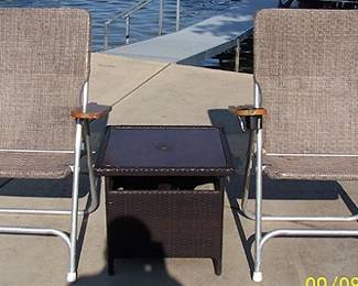 Deck chairs and table
