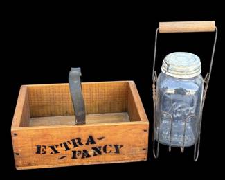Vintage Wooden Box Kerr Jar wCarrier