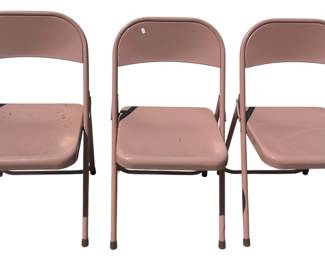 3 Pink Metal Folding Chairs