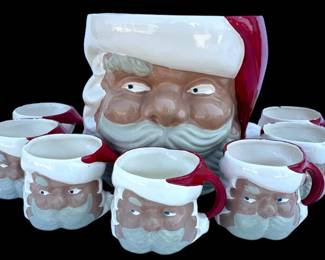 Santa Punch Bowl and Mug Set