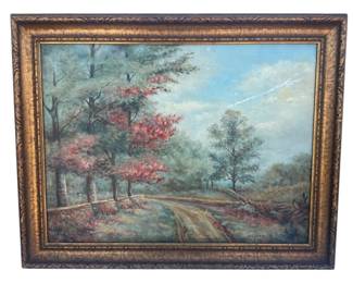 Signed Forest Trees Painting