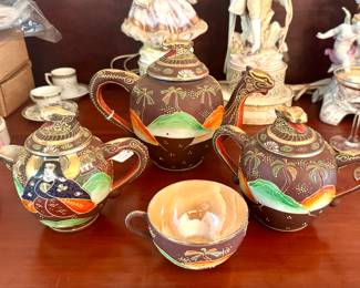 Satsuma nine piece dragon hand painted tea