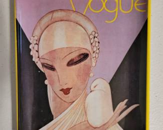 Decorative tray featuring the cover of the April 1, 1927, issue of Vogue magazine.
by artist Eduardo García Benito.
Early Paris Openings and Brides Number