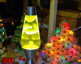 Lava lamps and baby jar Christmas Trees...