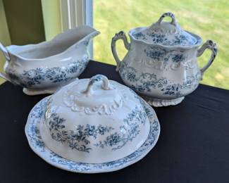 blue floral transferware ironstone tableware