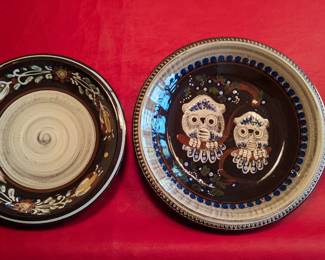 1970s plate on right, Massemuhle Wagner Owl Wall Plate