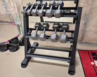 Hand weights and Rack