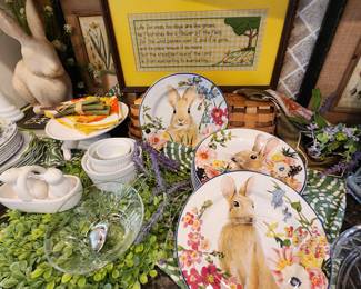 Pottery Barn Easter Bunny Floral Salad Plated