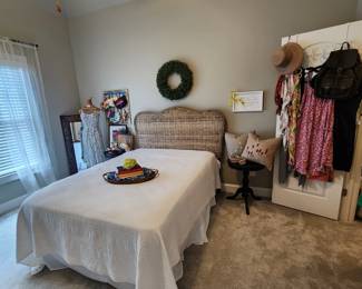 Full Size Bed with Wicker Headboard