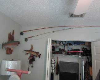 Fish mounts and fly fishing rods