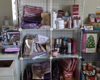 Makeup bags, boxes and skin care products