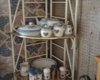 kitchen rack and assorted ceramics
