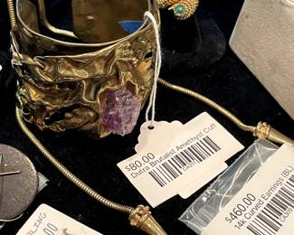 Dutra Brutalist Amethyst Cuff, 14 Curved Earrings ( BL)