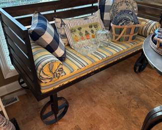 Railroad bench with steel wheels 