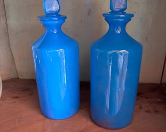 Blue glass jars