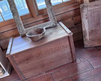 Chest, frame & wood bowl