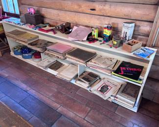 Book shelf, sheet music & games