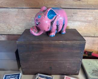 Pink elephant & recipe boxes